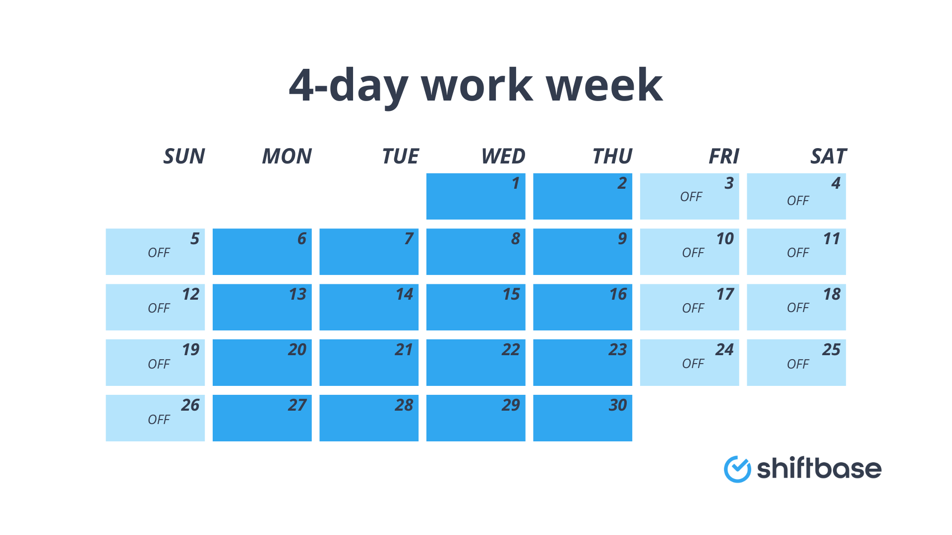 4 day work week schedule example by Shiftbase
