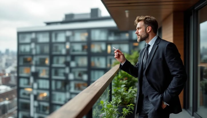 Raucher und Nichtraucher am Arbeitsplatz – Mitarbeitende während der Arbeitszeiten; Rauchen während der Arbeitszeit sorgt bei Arbeitnehmern oft für Diskussionen über Fairness und Pausenregelung.