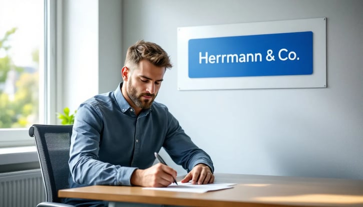 Ein Arbeitnehmer sitzt an einem Tisch und liest sein Arbeitszeugnis, das wichtige Informationen über seine Leistungen und das Arbeitsverhältnis enthält. In dem Zeugnis sind Formulierungen enthalten, die seine Arbeit und die Zufriedenheit des Arbeitgebers widerspiegeln.