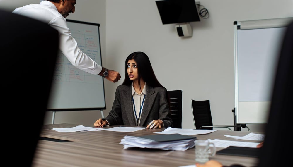 Besprechung im Büro: Umgang mit Verwarnungen erklären.
