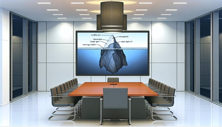 Ein Diagramm des Eisbergmodells in einem Meetingraum - Kommunikationsmodell