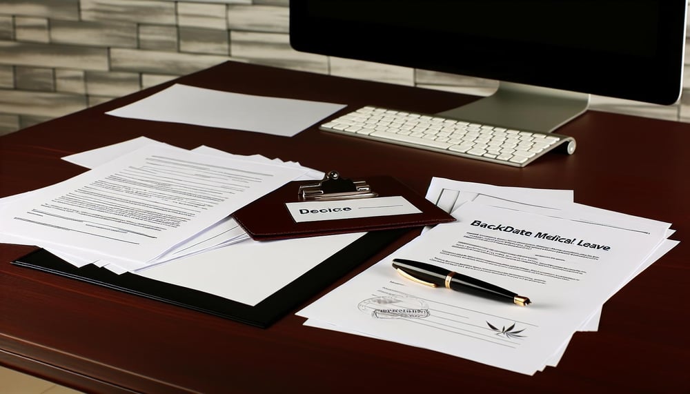 Rückwirkend krankschreiben lassen Dokumente auf dem Schreibtisch eines Managers
