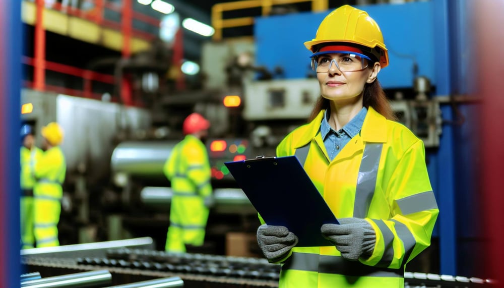 Sicherheitsbeauftragter führt Inspektion im Werk durch