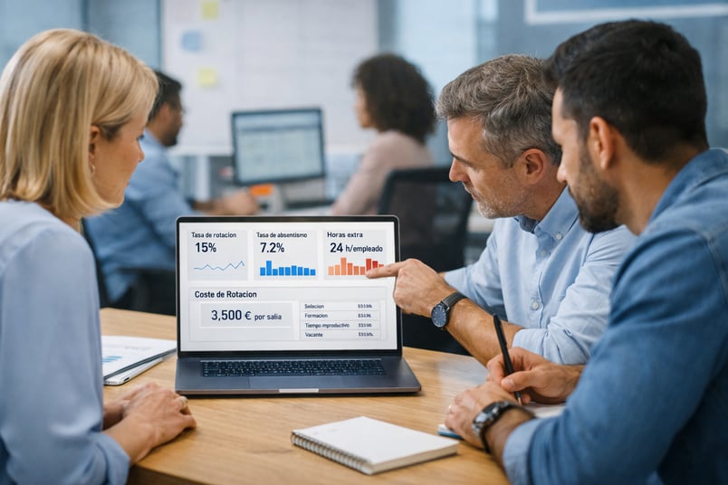 KPIs RRHH 2026: Métricas de personal: rotación, absentismo y horas extra