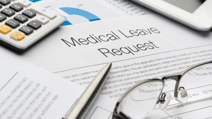 Medical leave or intermittent leave request forms on desk
