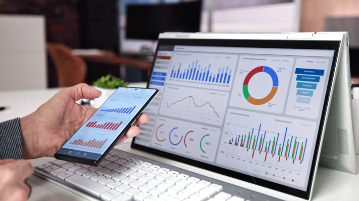 Payroll KPI Dashboard open on laptop and phone