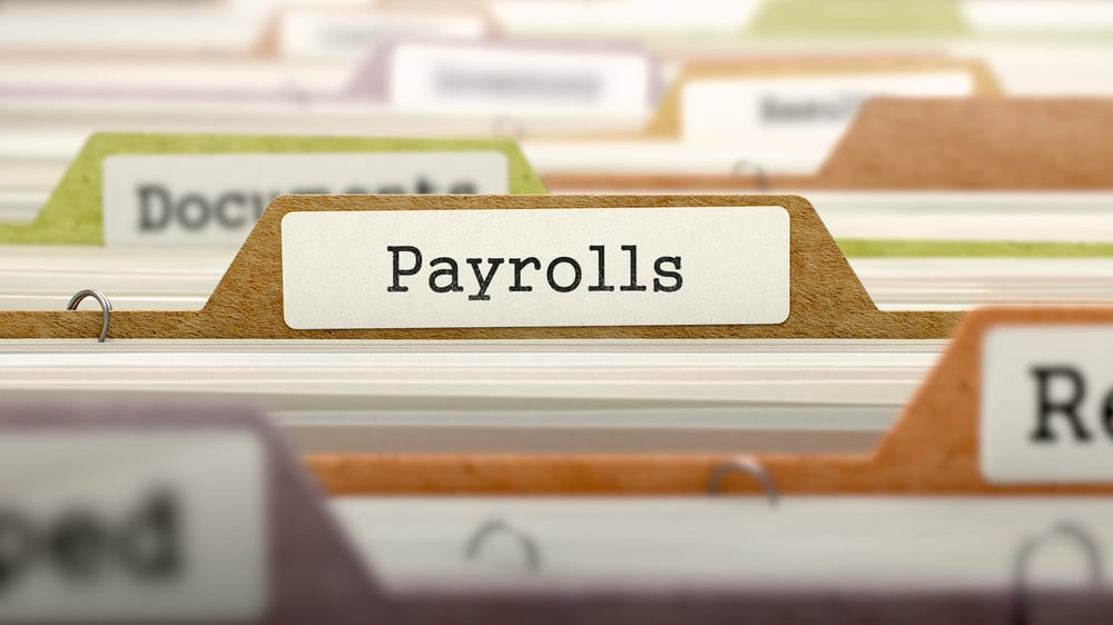 Payrolls - Folder Register Name in Directory. Colored, Blurred Image. Closeup View. 3D Render-1