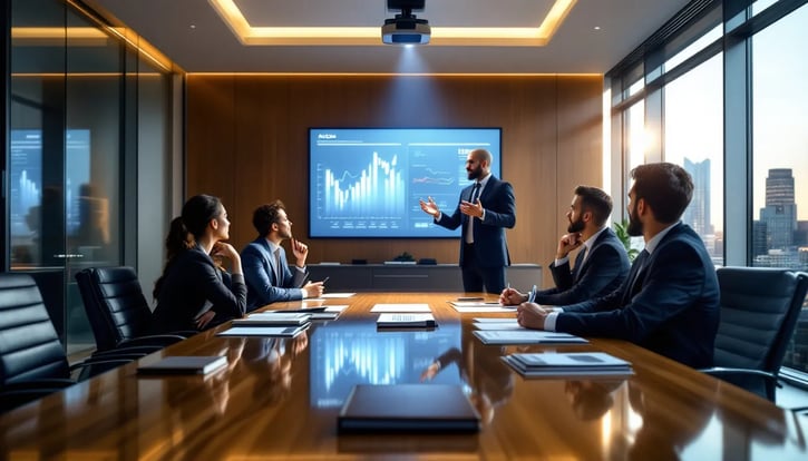 In einem Teammeeting im Unternehmen diskutieren Mitarbeiter die Auswertung der Gewinnspanne, wobei sie wichtige Kennzahlen wie Bruttogewinn, Nettogewinn und die Bedeutung der Kosten im Verhältnis zu den Einnahmen analysieren. Die Teilnehmer tauschen Tipps zur Verbesserung der Rentabilität und Preisgestaltung von Produkten aus.