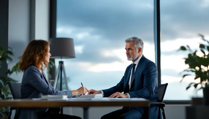 Im Büro diskutiert ein Mitarbeiter das Bruttoentgelt, während er Informationen über Bruttogehalt, Abzüge und die Berechnung von Nettolohn und Sozialversicherungsbeiträgen austauscht. Der Dialog umfasst auch Themen wie Arbeitsvertrag und Lohnsteuer, um die finanziellen Aspekte des Arbeitsverhältnisses zu klären.