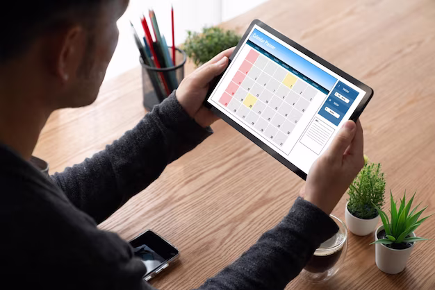Kalender mit markierten Urlaubstagen im Büro - Wochen Arbeitstage 