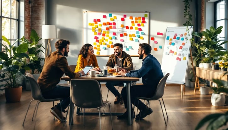 In der Bildbeschreibung sehen wir eine Gruppe von Fachleuten, die während einer geschäftlichen Kaffeepause aktiv netzwerken. Sie tauschen Informationen und Ideen aus, um ihre Beziehungen und Partnerschaften in der Branche zu stärken, was als Teil ihrer Strategien für den erfolgreichen Netzwerkaufbau dient.
