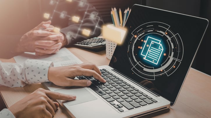 employee document management on laptop