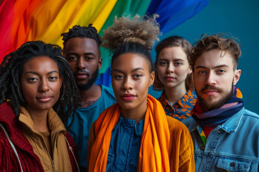 Gesellschaft: Diverse Mitarbeitende sitzen gemeinsam an einem Konferenztisch und diskutieren eine Strategie. Gender und Diversity