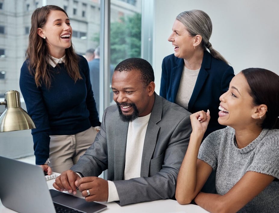 Happy group of diverse employees