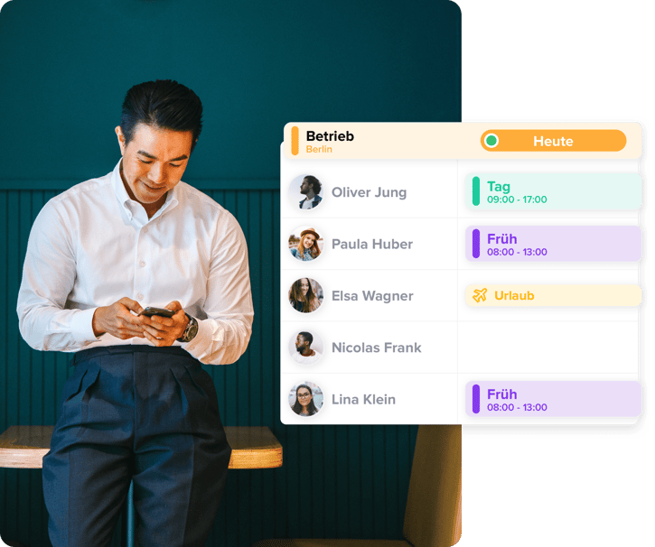 Benutzeroberfläche der Zeit Tracking App auf einem Smartphone