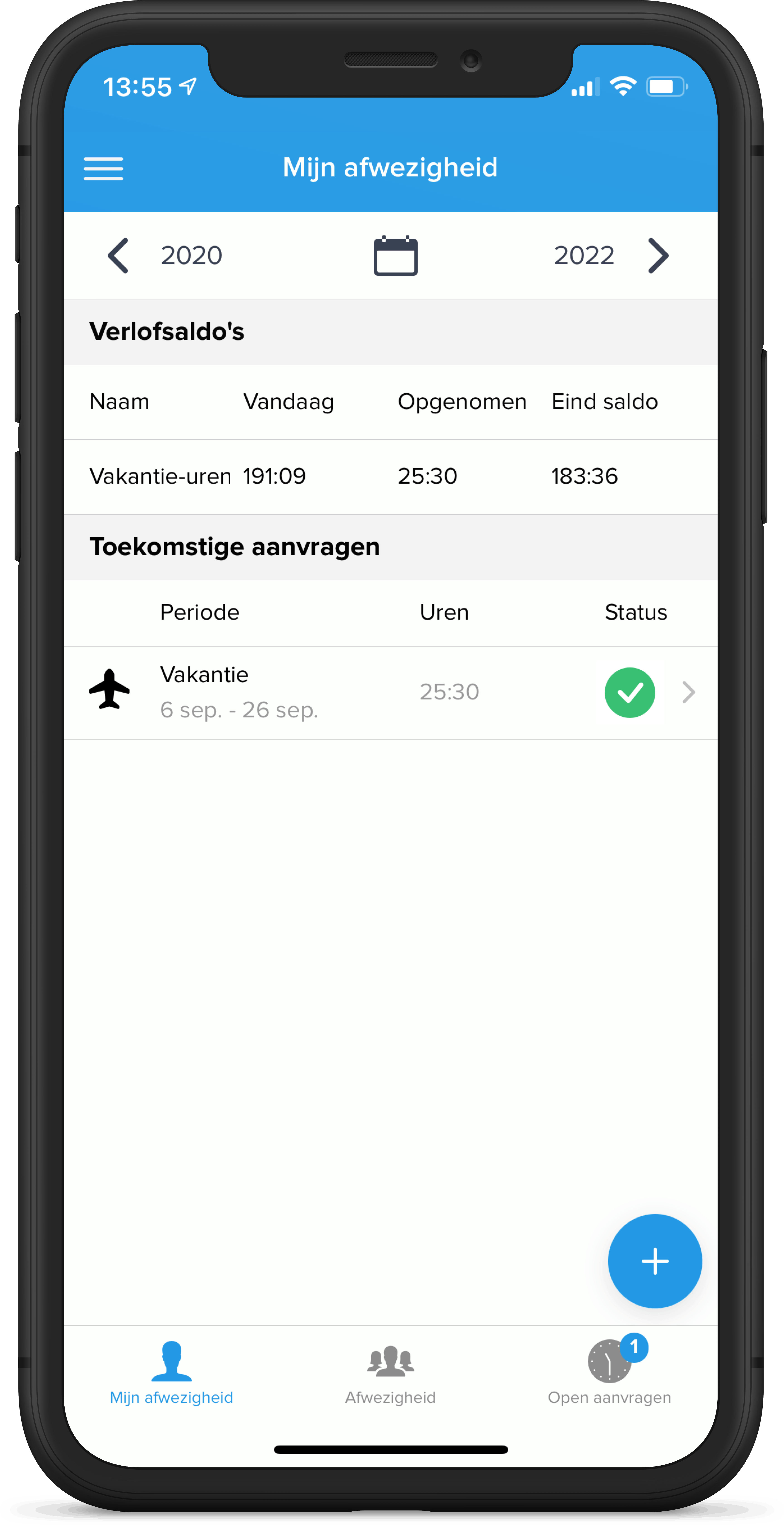 Bekijk je persoonlijke verlofkaart