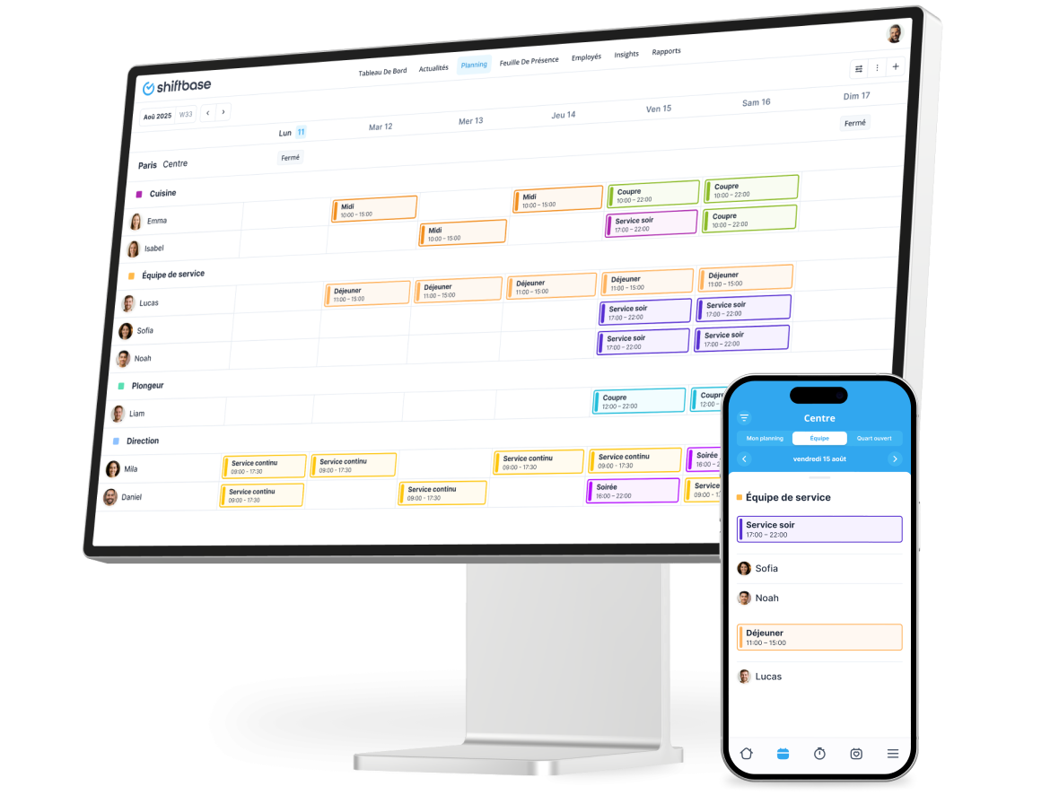 Planification des employés & enregistrement du temps simplifiés